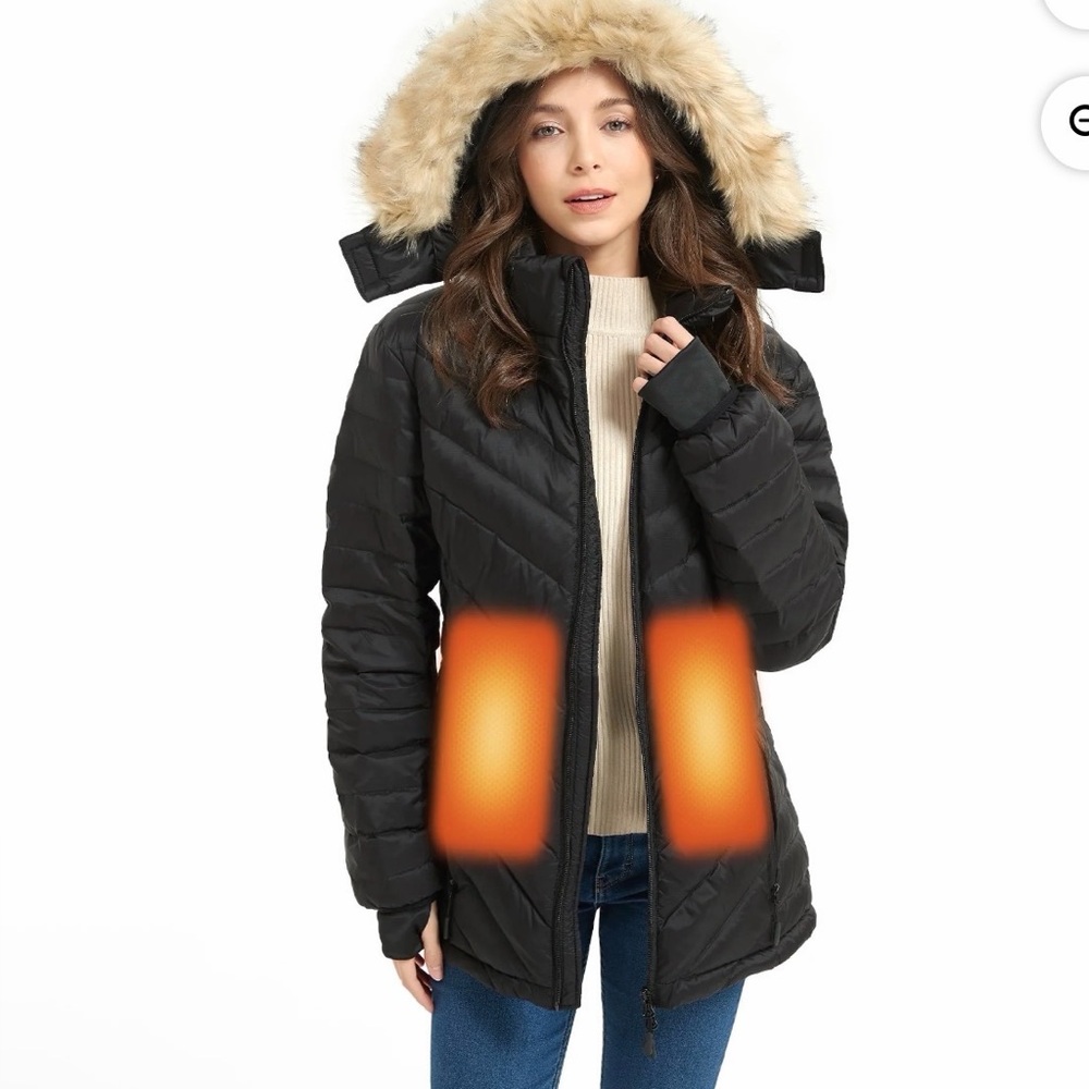 Sailwind Women's Heated Down Jacket with Battery Pack, sz asian xl nwt